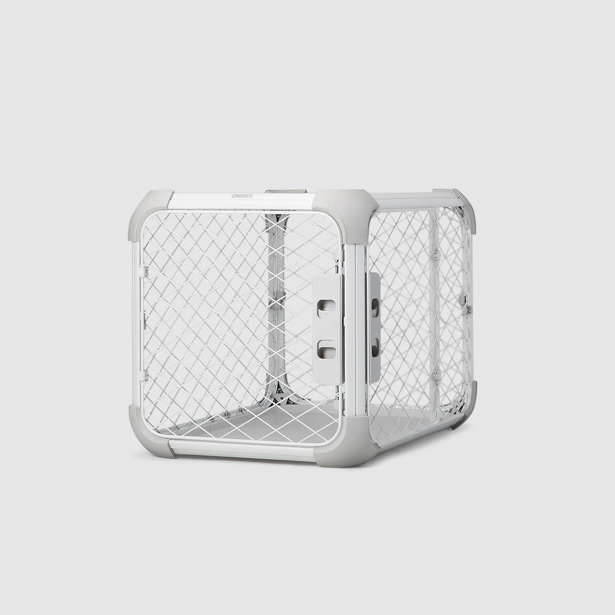 an Evolv dog crate pictured from the front on a white background