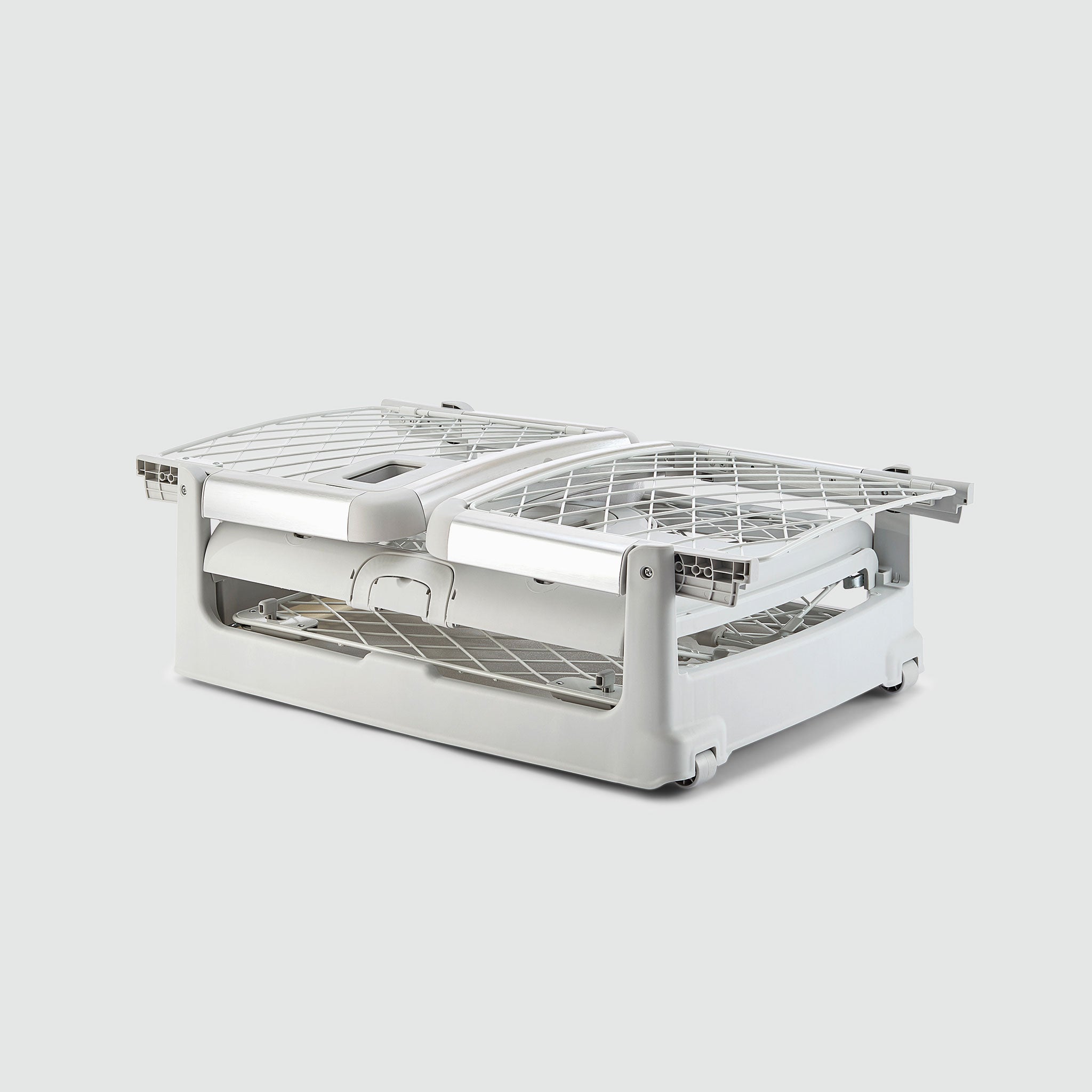 A folded Ash Revol crate sitting on a white background