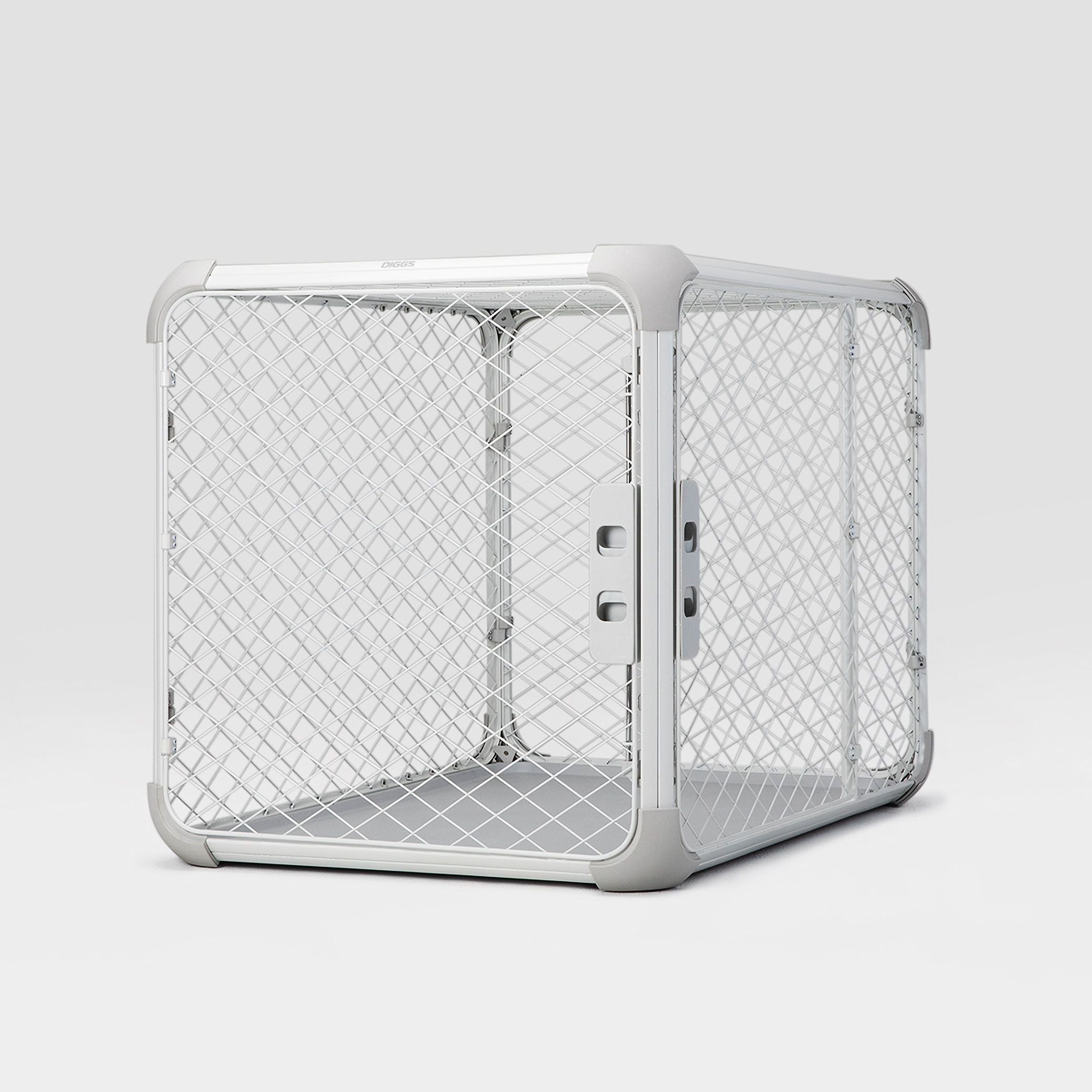 an Evolv dog crate pictured from the front on a white background