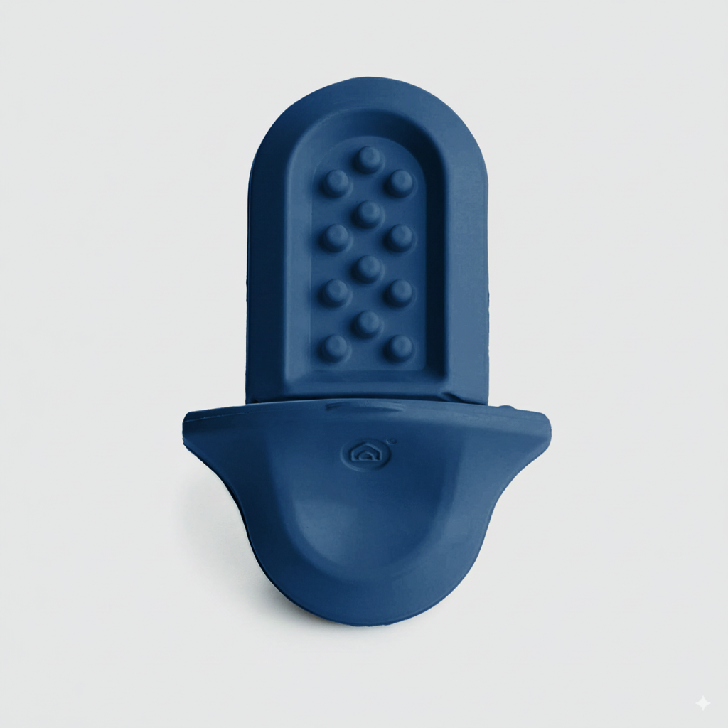 A royal blue Groov training aid on a light grey background